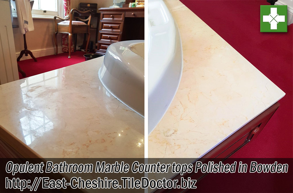 Marble Bathroom Counter tops Before and After Polishing Bowden