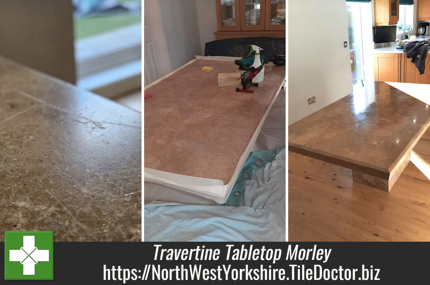 Scratched Travertine Table Polishing Morley Leeds